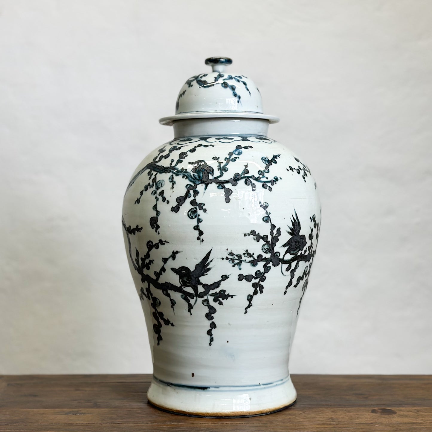 Bird & Blossom Porcelain Temple Jar