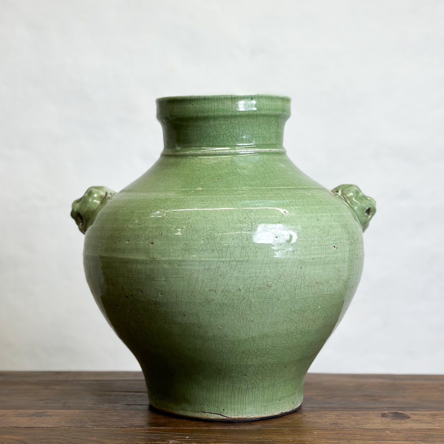 Crackled Celadon Foo Dog Vase