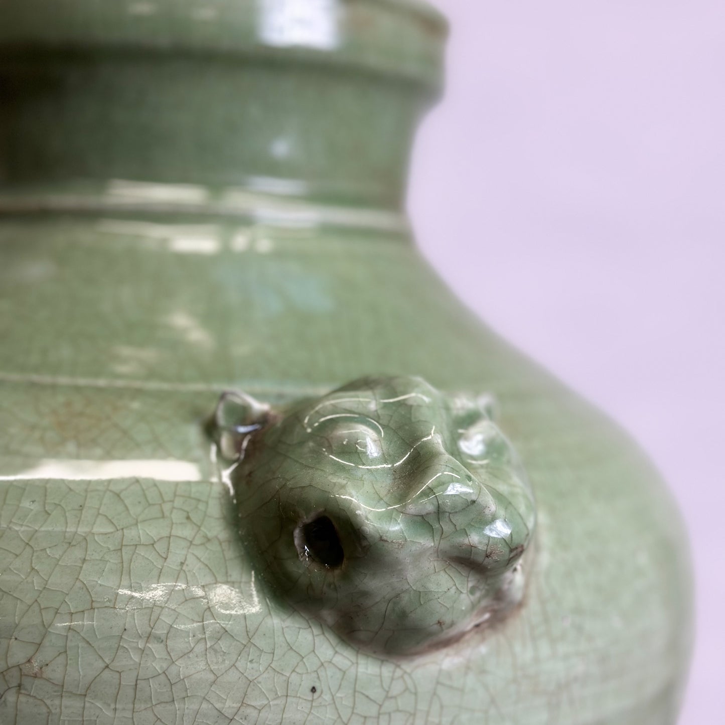 Crackled Celadon Foo Dog Vase