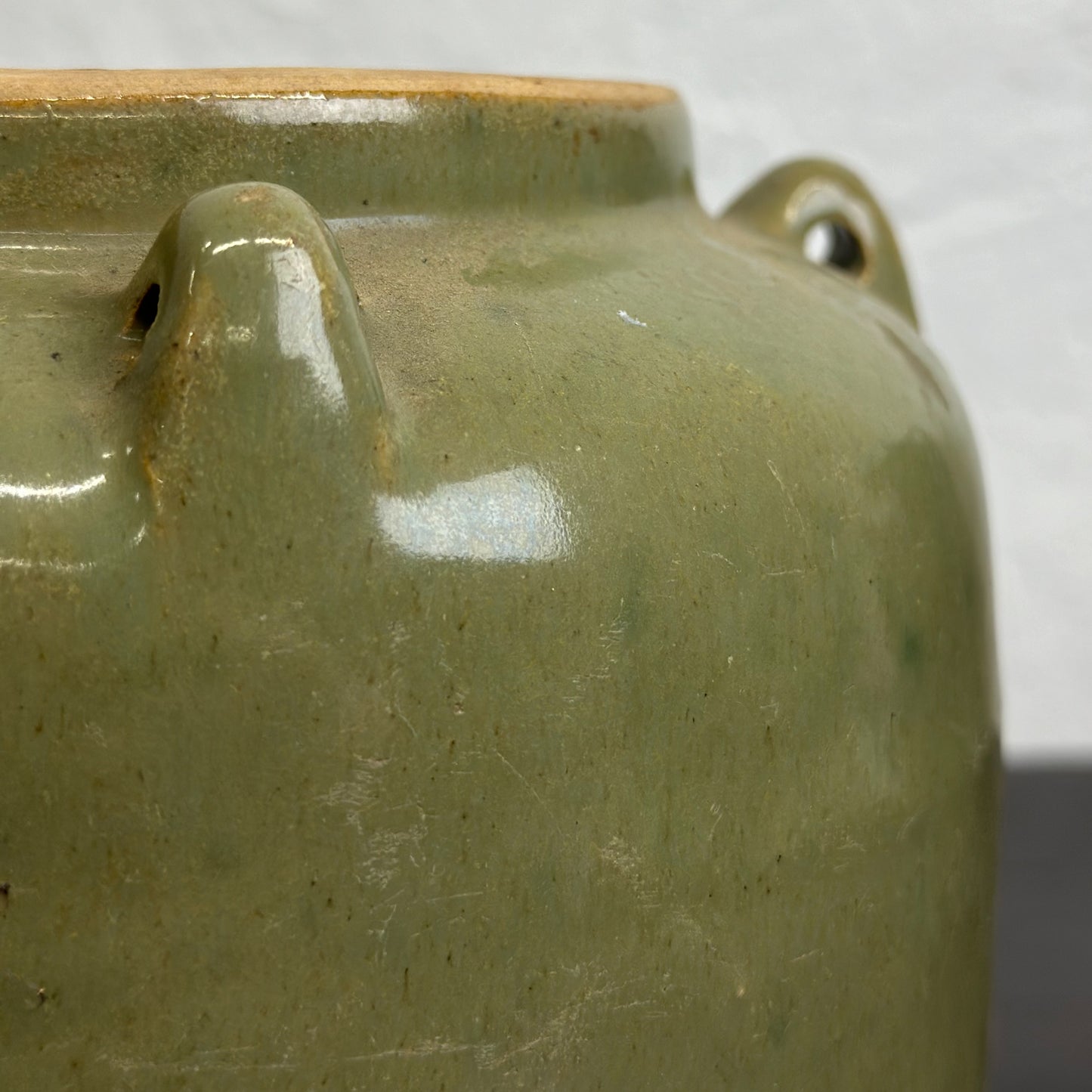 Vintage Celadon Pot with Handles