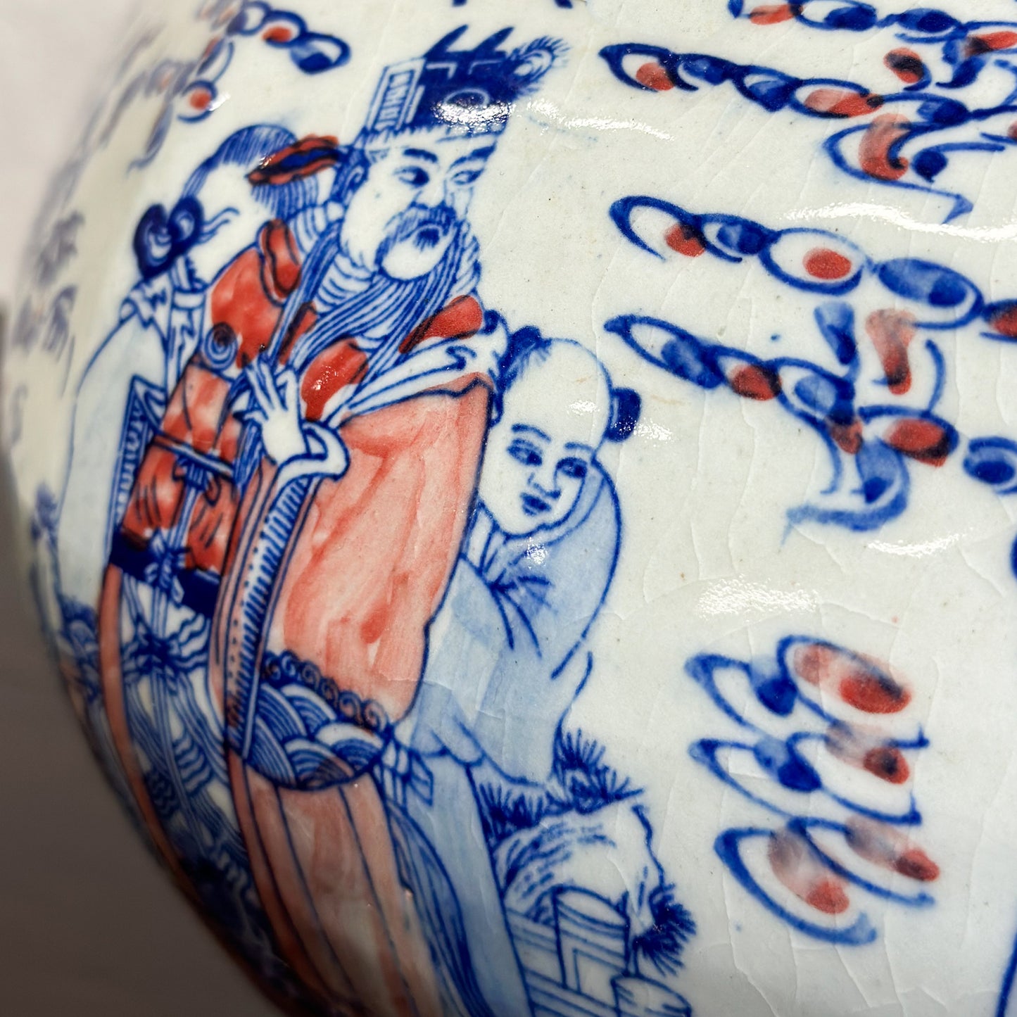 Village Life Octagonal Porcelain Vase