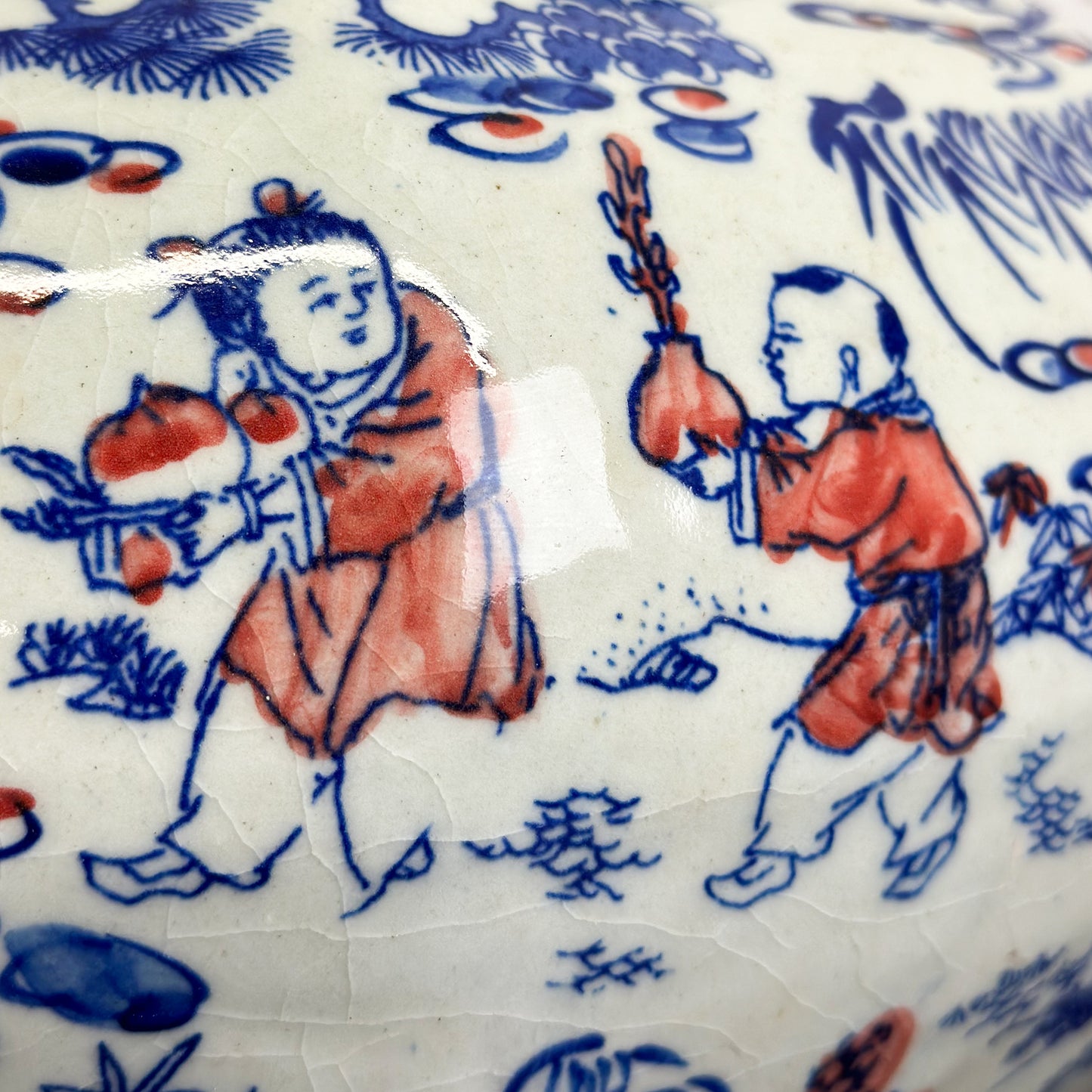 Village Life Octagonal Porcelain Vase