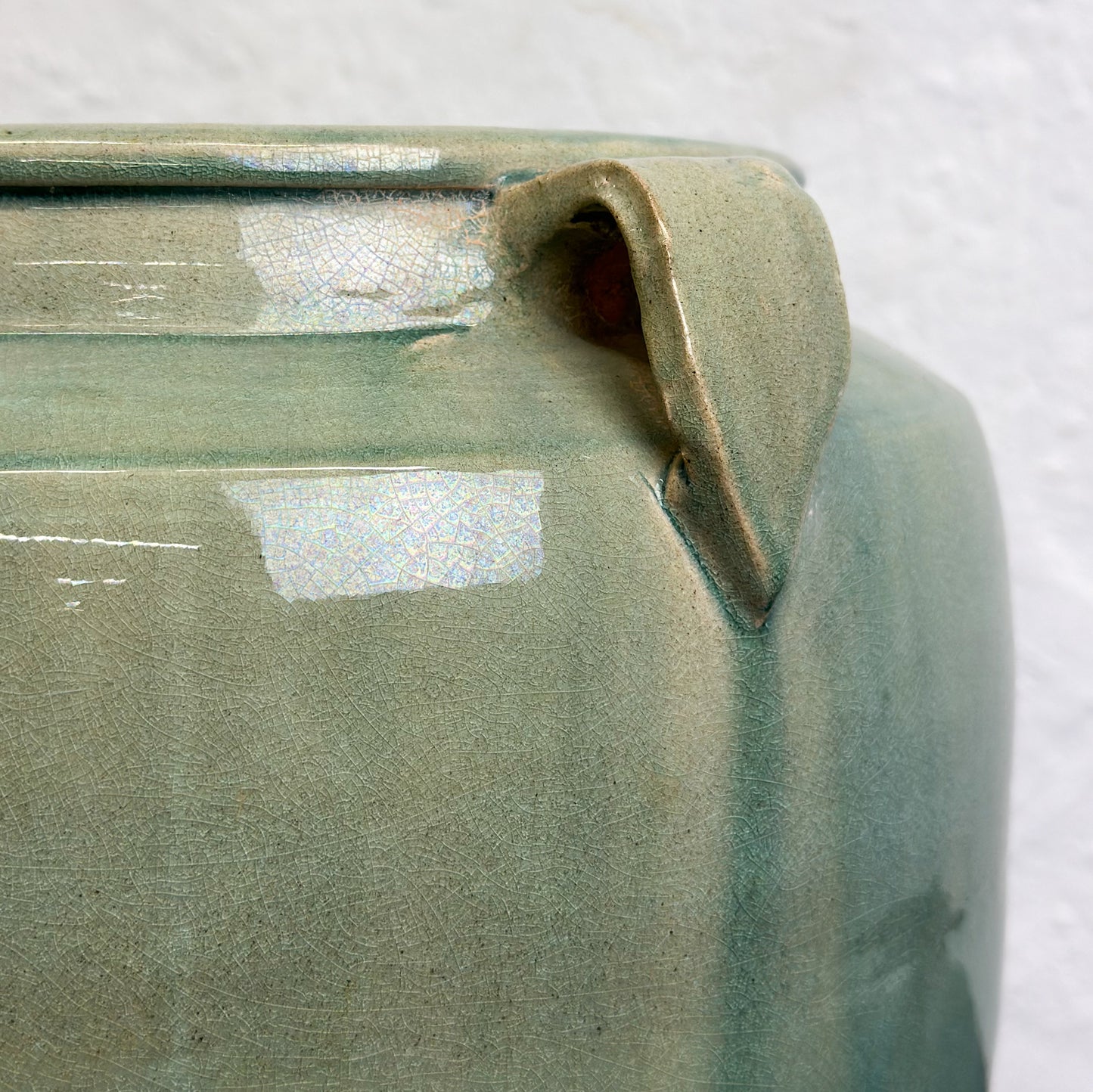 -Chinese-Ceramic-Pot-Planter-Vase-with-Handles-Seagreen-Blue-Green-Turquoise-Glazed