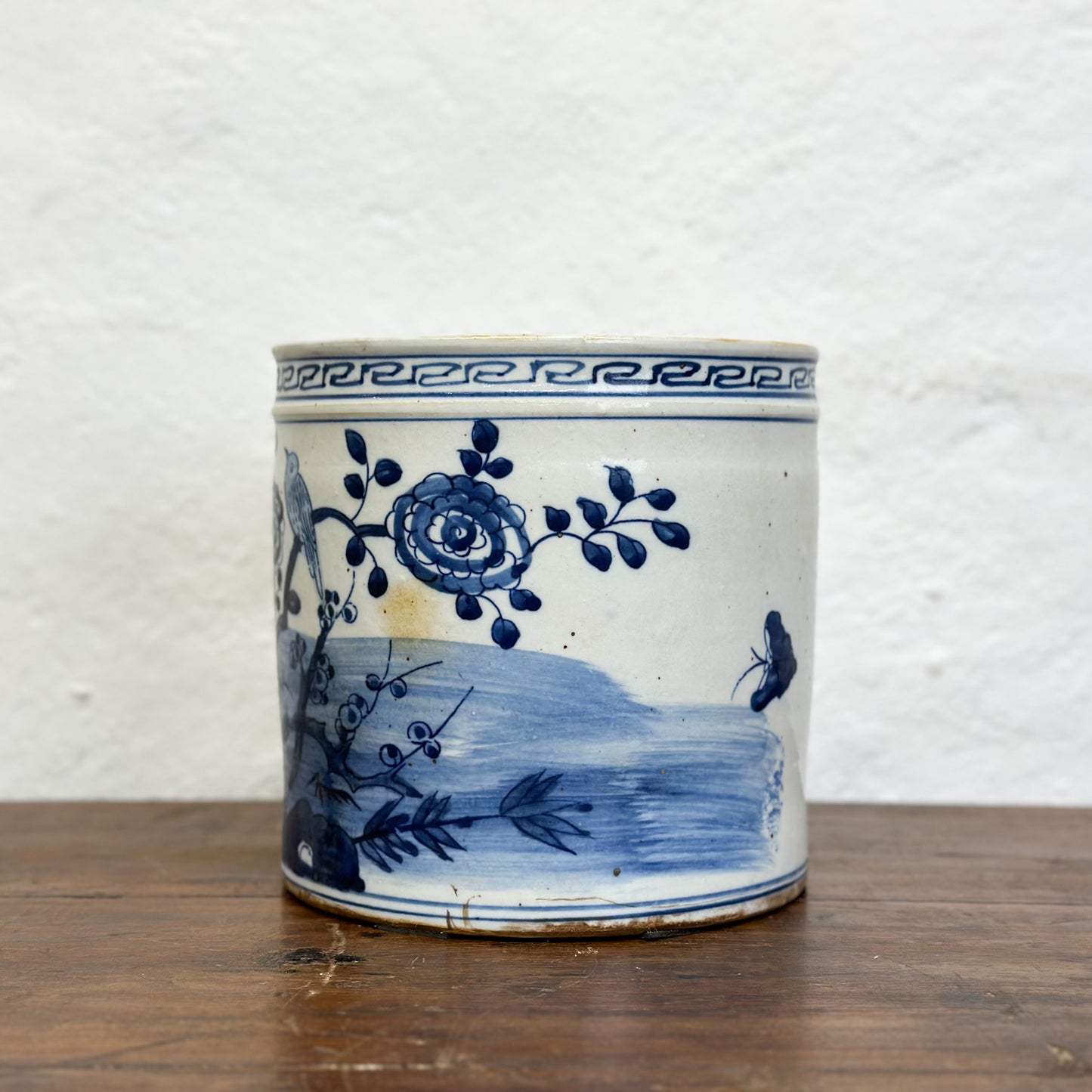 -Chinese-Blue-and-White-Porcelain-Paint-Brush-Holder-Planter-Pot-Bird-FLower_2