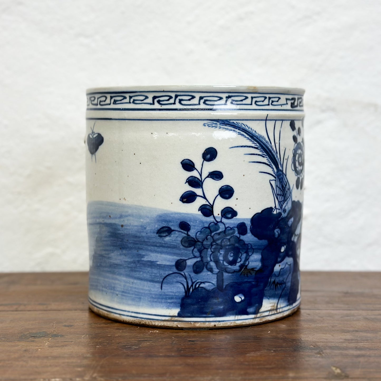 -Chinese-Blue-and-White-Porcelain-Paint-Brush-Holder-Planter-Pot-Bird-FLower_3