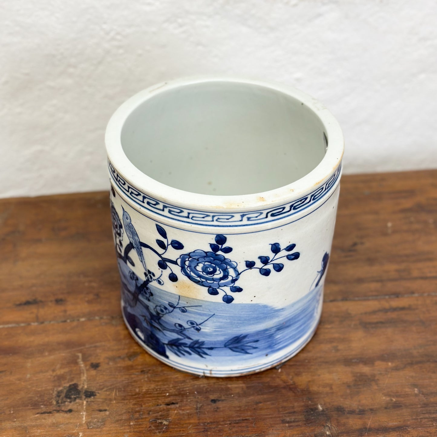 -Chinese-Blue-and-White-Porcelain-Paint-Brush-Holder-Planter-Pot-Bird-FLower_4