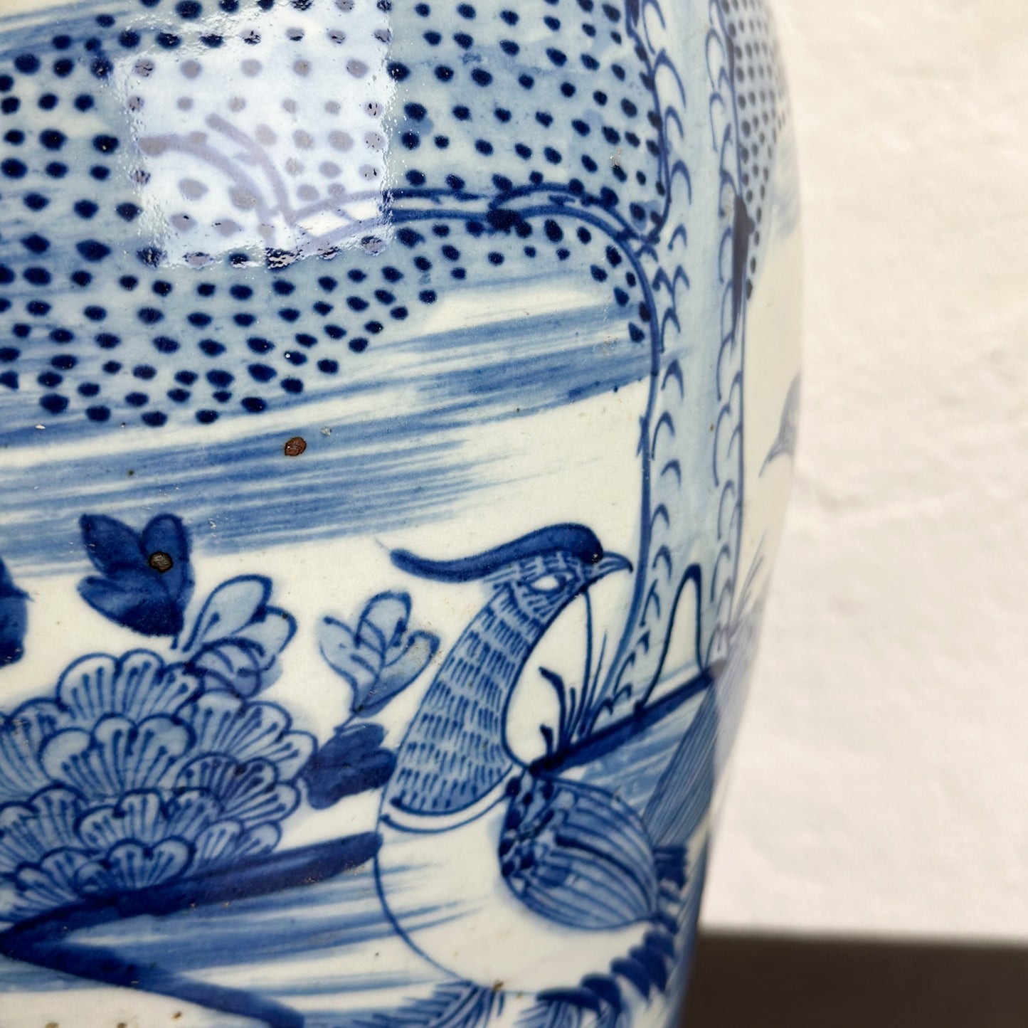 Chinese-Blue-and-White-Porcelain-Temple-Jar-Phoenix-Peony