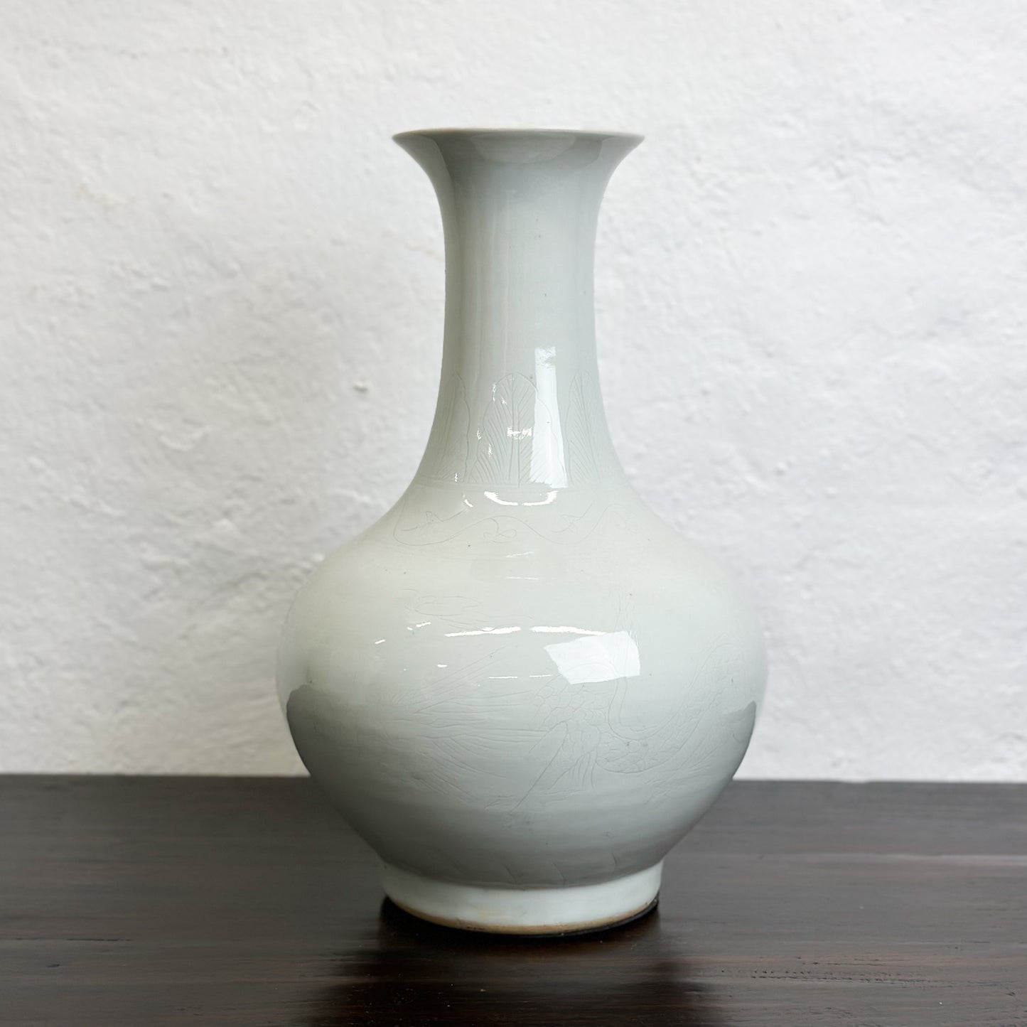 Chinese-White-Porcelain-Globular-Vase-with-Flared-Mouth