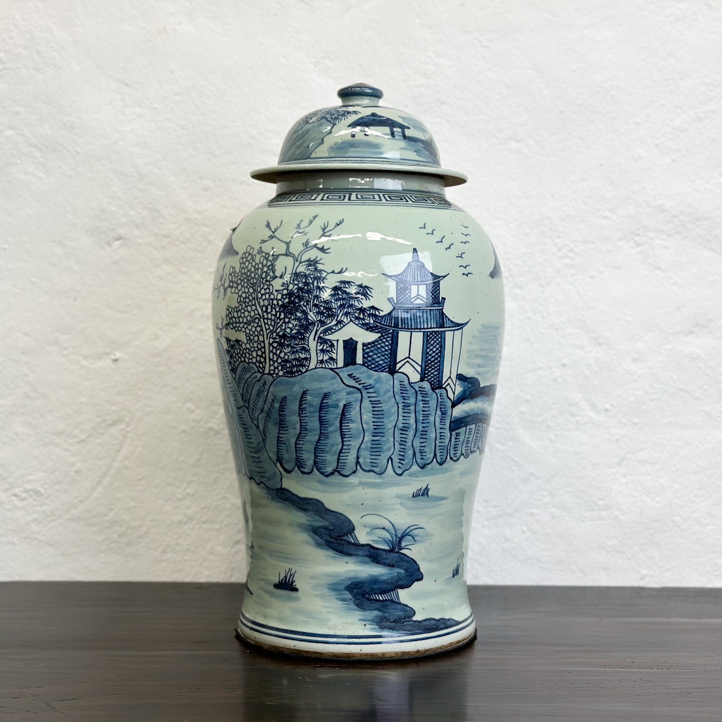 Chinese-Blue-and-White-Porcelain-Temple-Jar-Mountain-Village