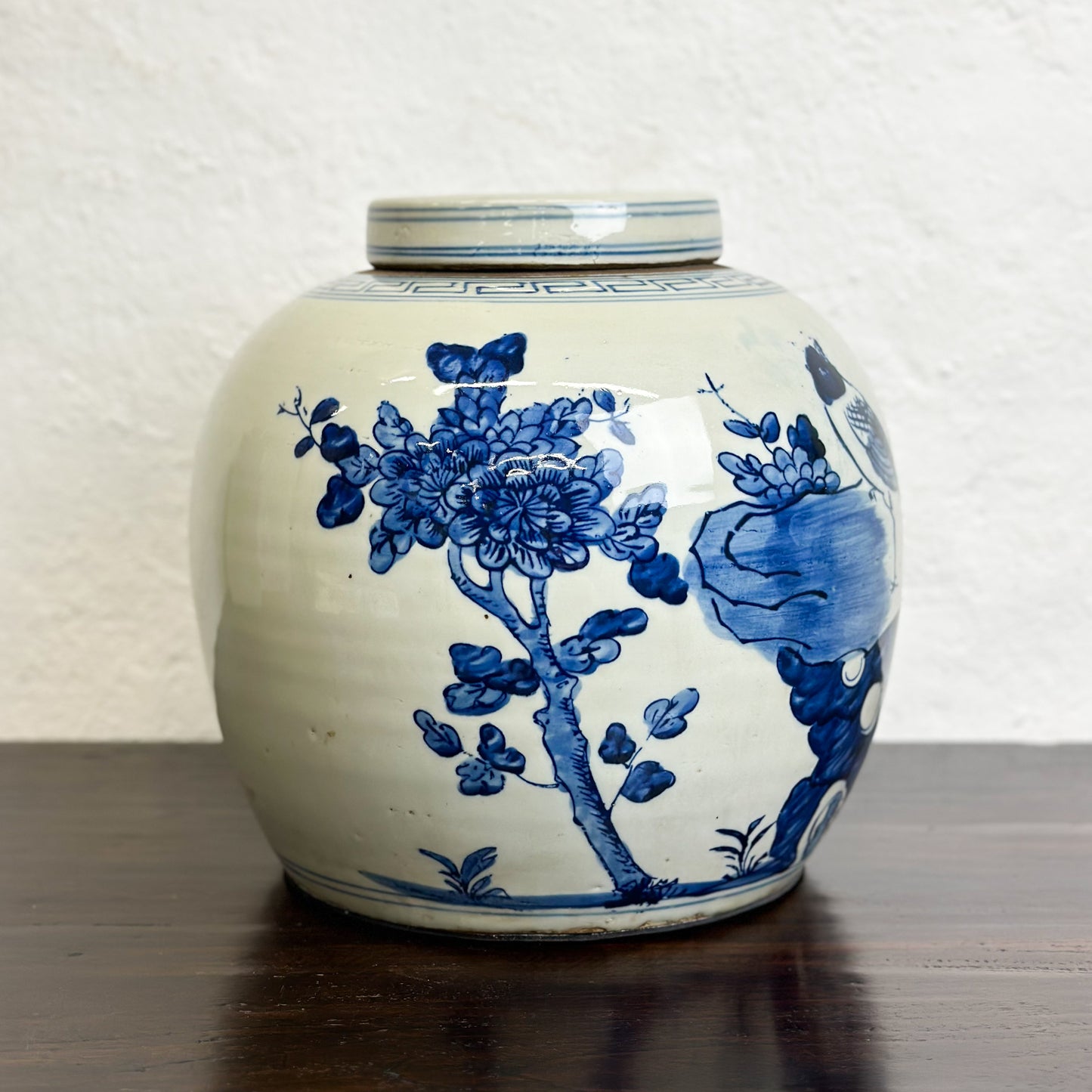 Chinese-Blue-and-White-Porcelain-Ginger-Jar-Garden-Birds