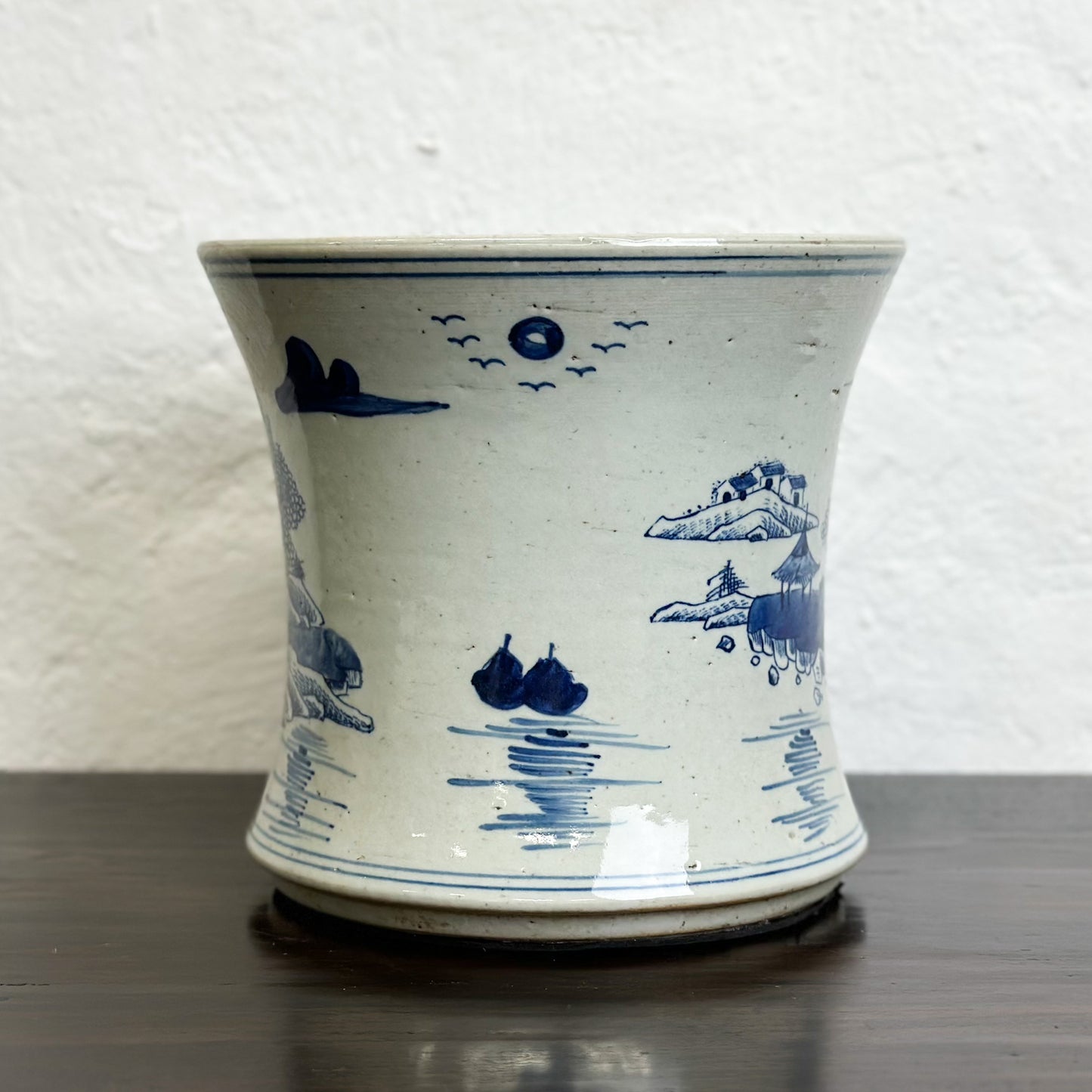 Chinese-Blue-and-White-Porcelain-Hourglass-Planter-Mountain-Scene2