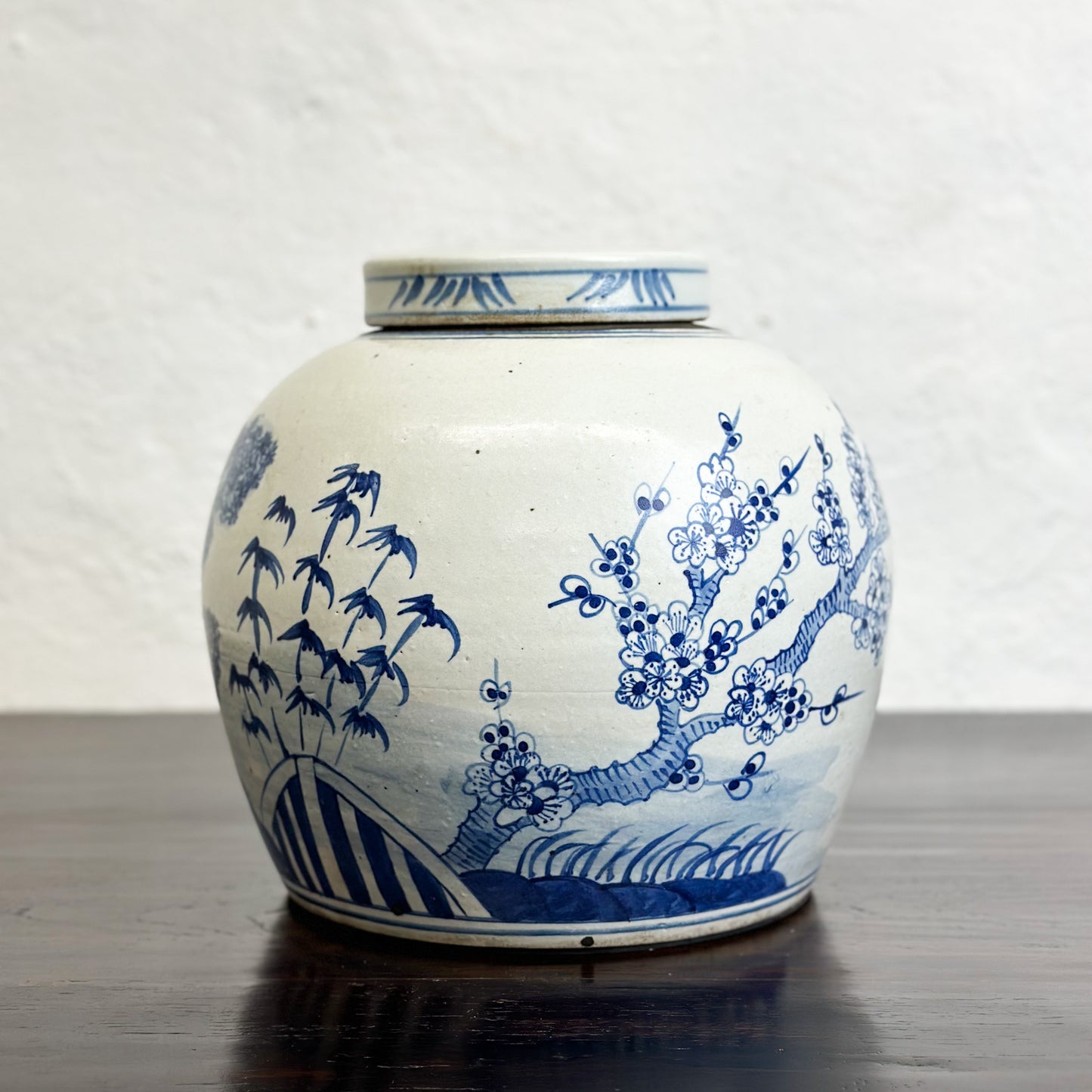 Chinese-Blue-and-White-Porcelain-Ginger-Jar-Blossoms-and-Bamboo1