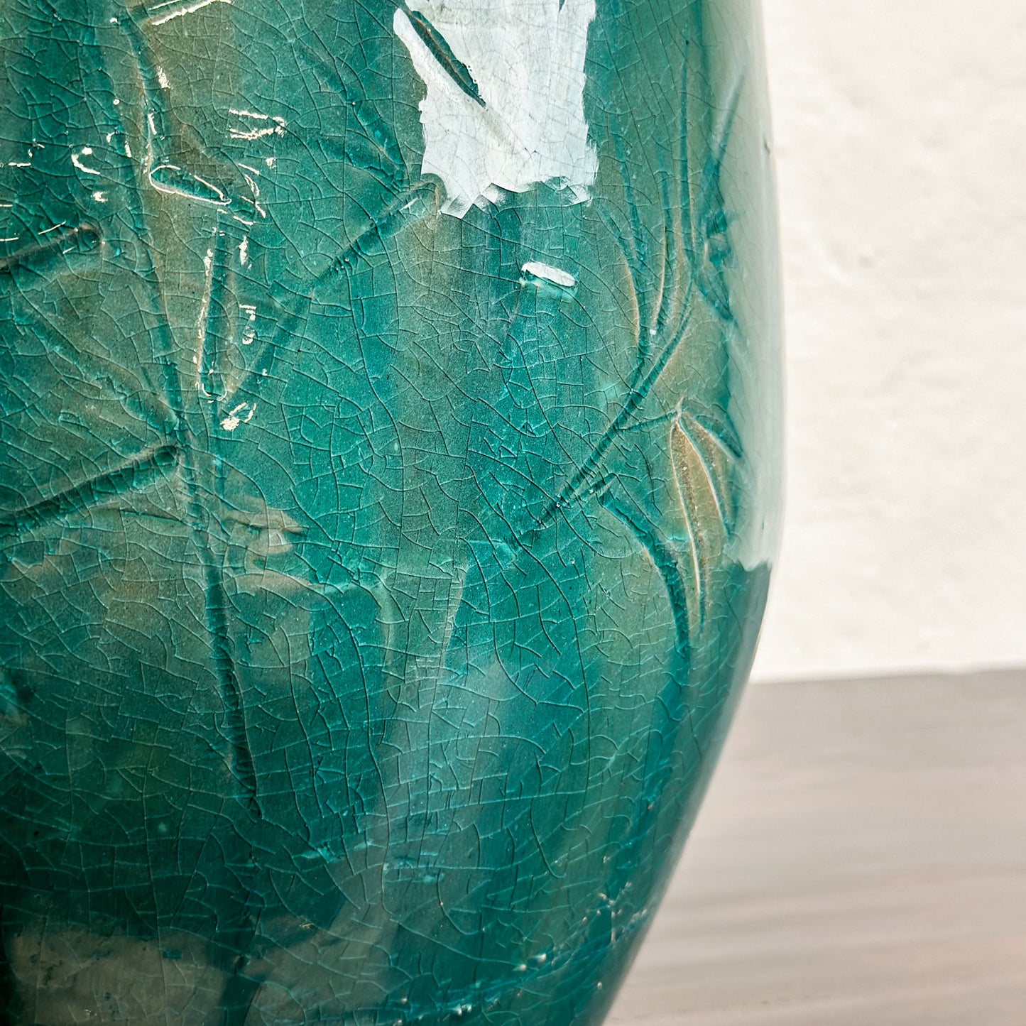 Chinese-Green-Teal-Glazed-Ceramic-Vase-with-Bamboo-Motif2