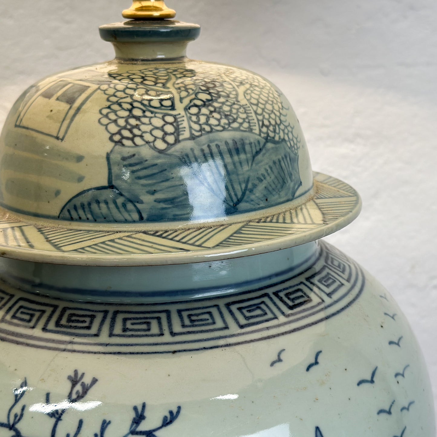Village Scene Porcelain Temple Jar Lamp Base