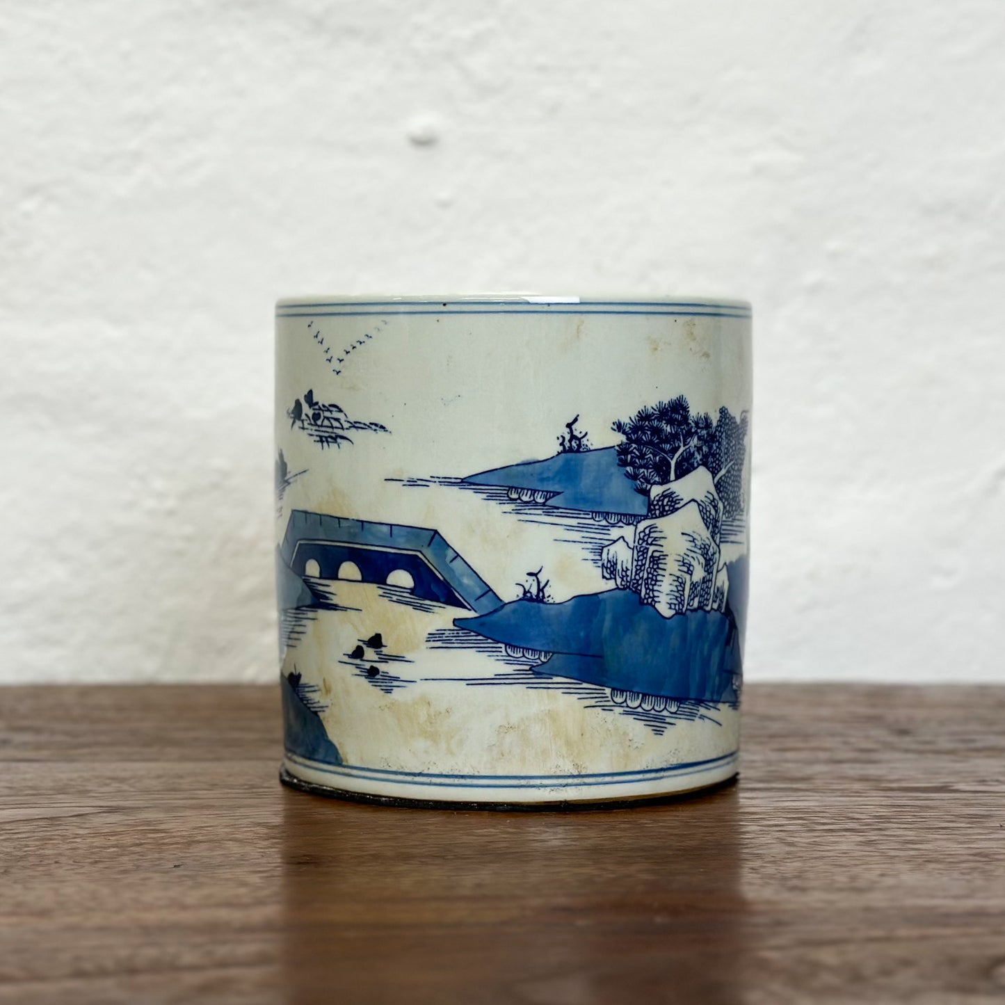 Village Scene Porcelain Paintbrush Holder I