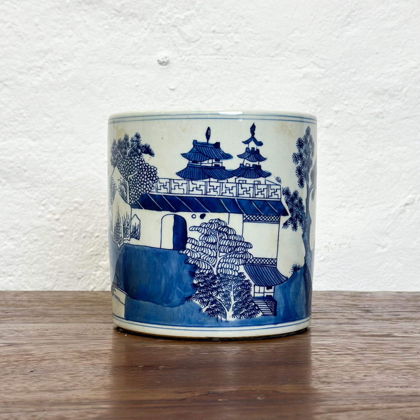 Village Scene Porcelain Paintbrush Holder I