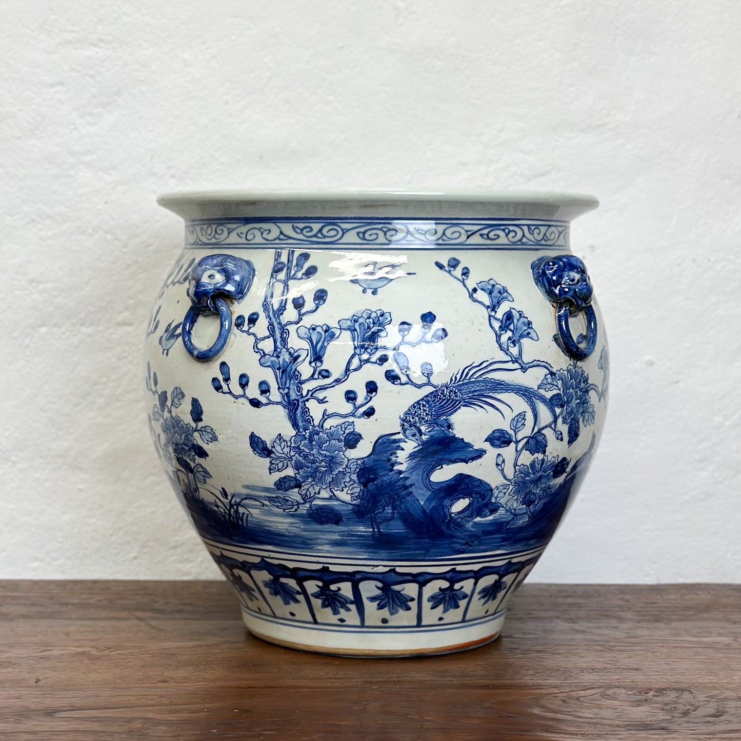 Bird & Flowers Porcelain Planter with Handles