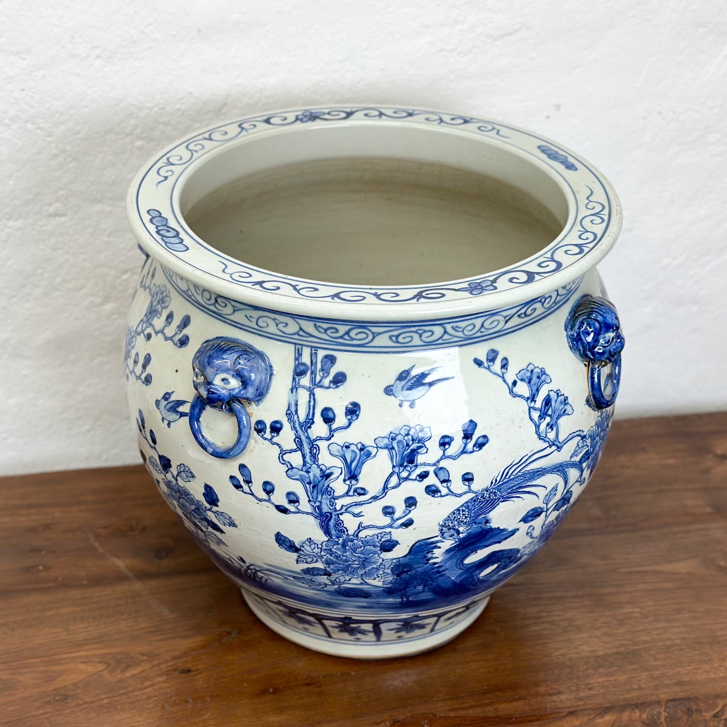Bird & Flowers Porcelain Planter with Handles