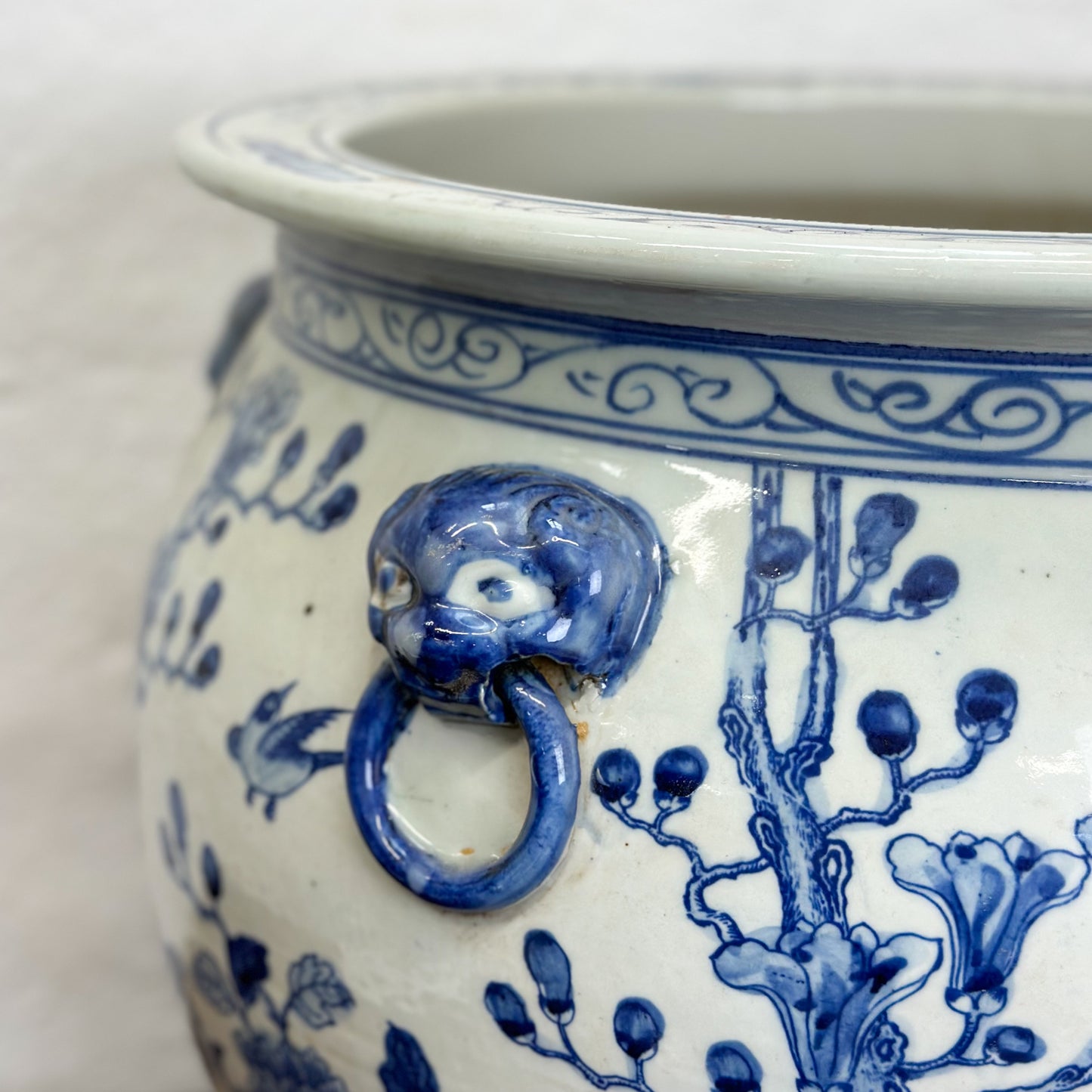 Bird & Flowers Porcelain Planter with Handles
