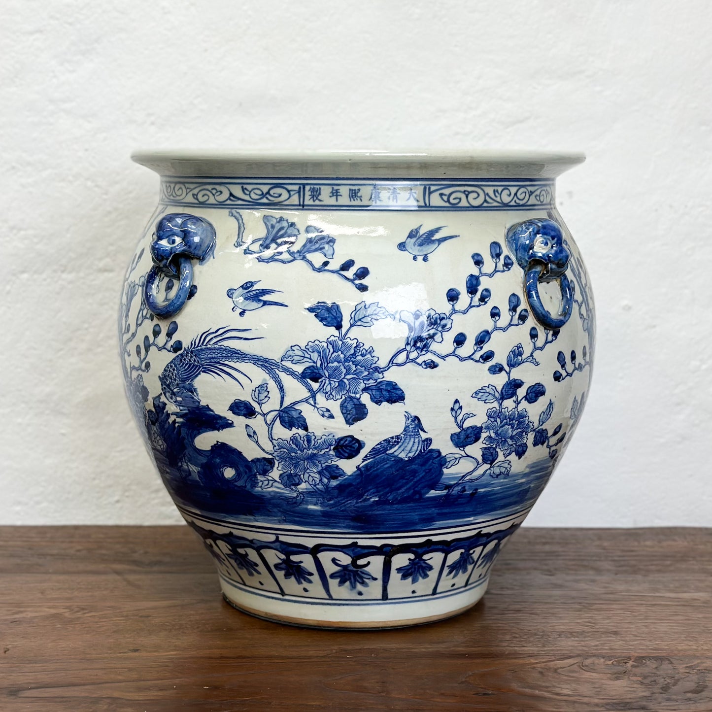 Bird & Flowers Porcelain Planter with Handles