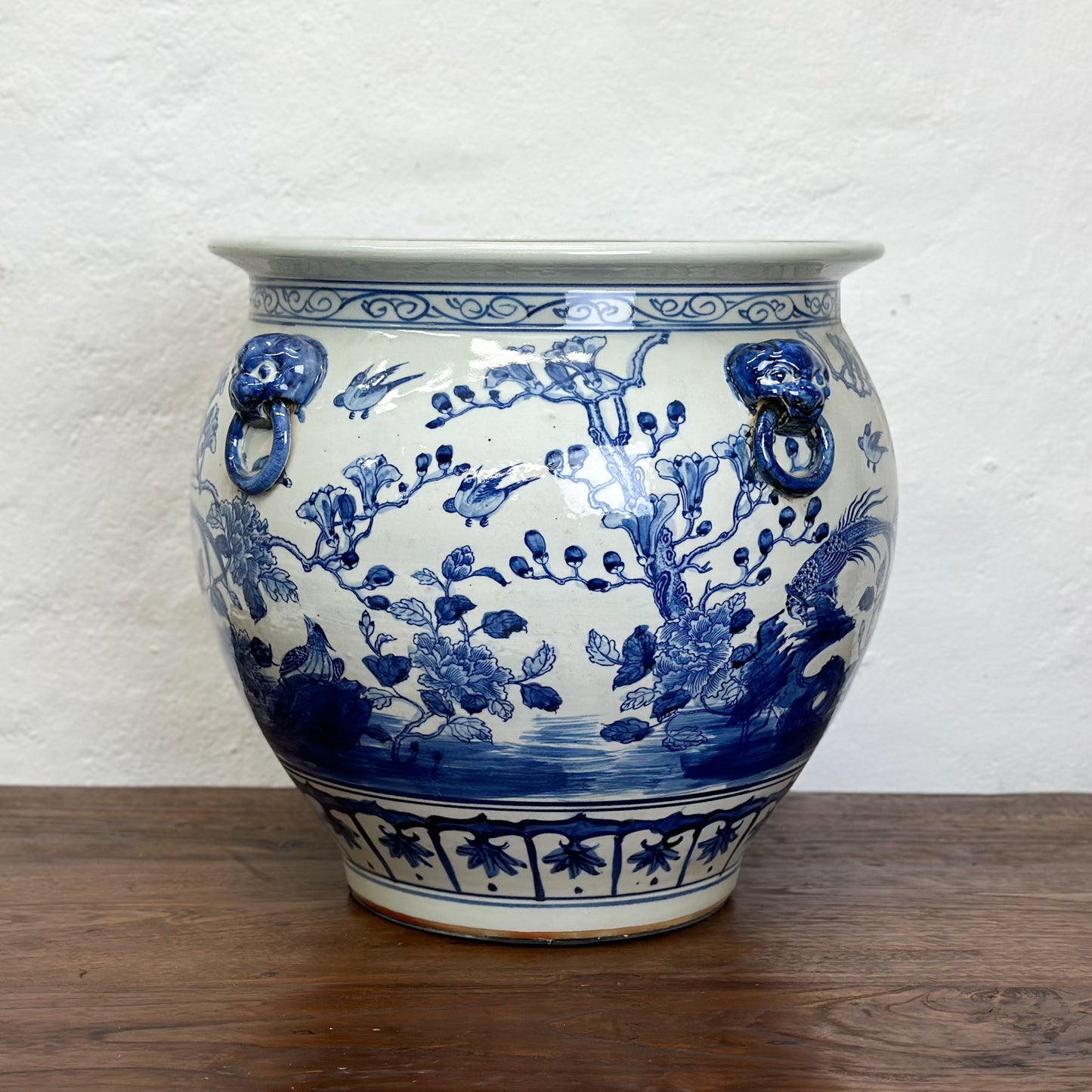 Bird & Flowers Porcelain Planter with Handles