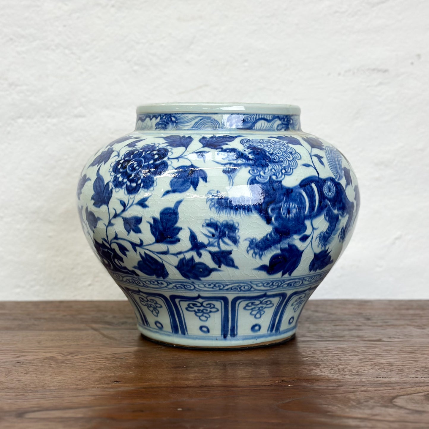 Foo Dog & Flower Yuan Style Vase