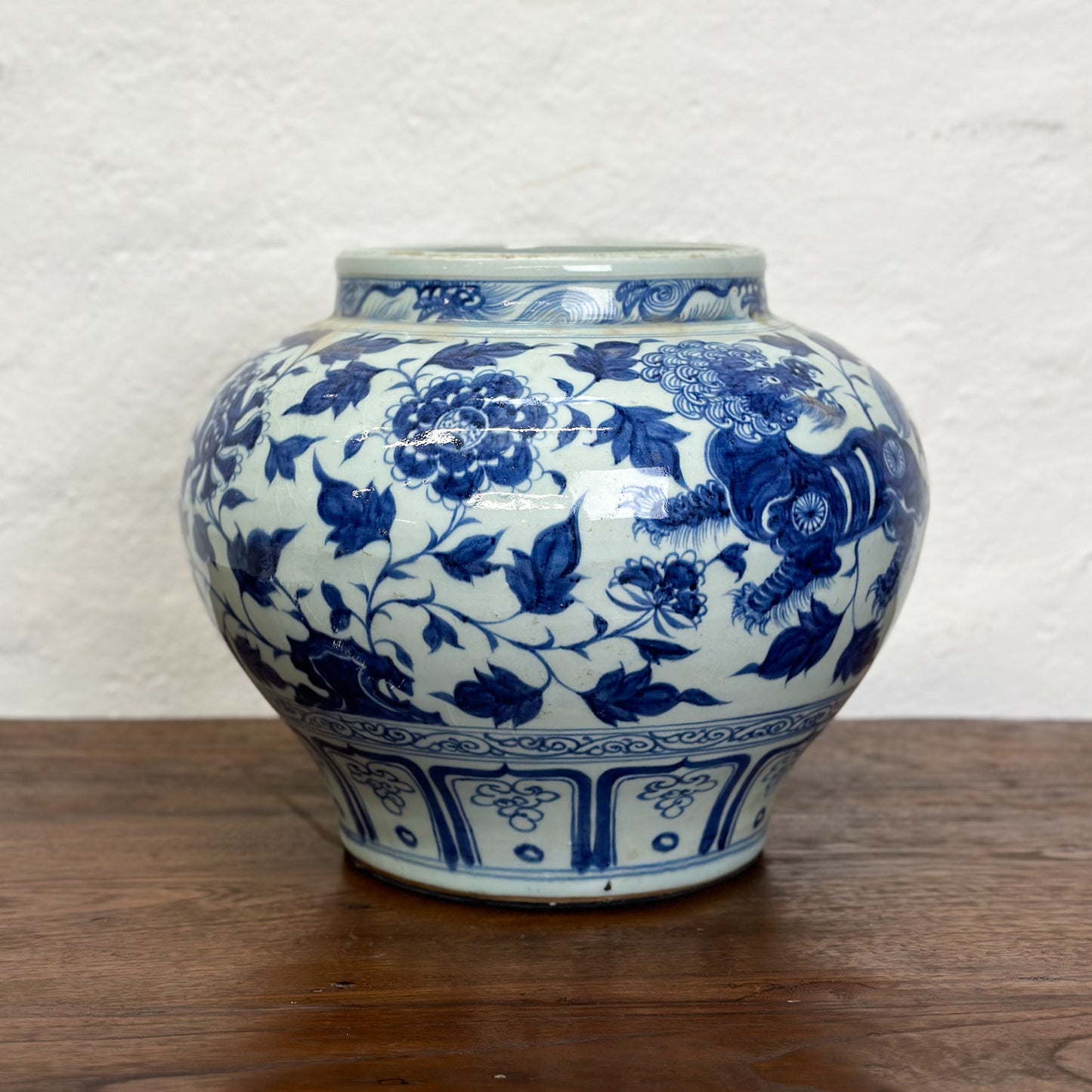 Foo Dog & Flower Yuan Style Vase