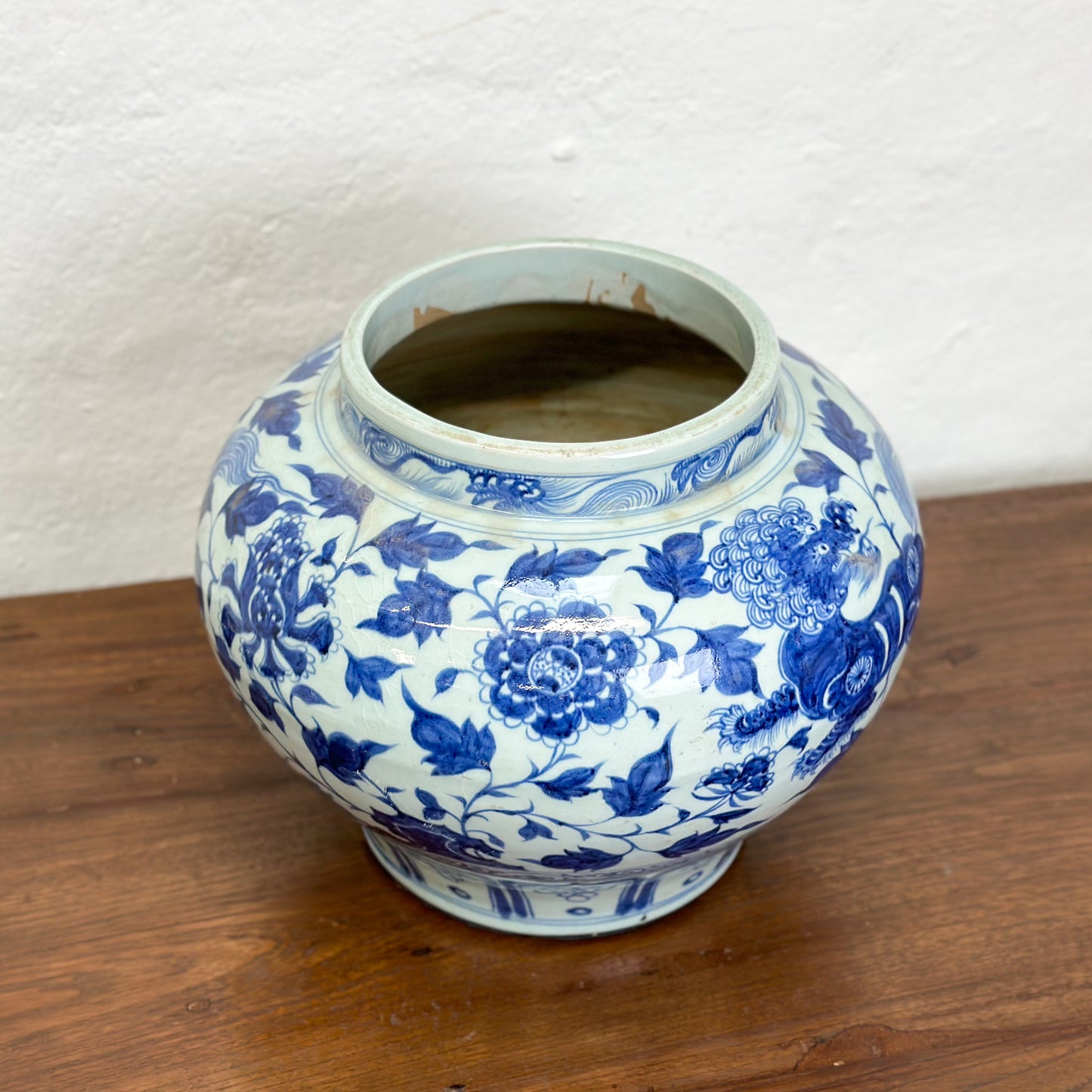 Foo Dog & Flower Yuan Style Vase
