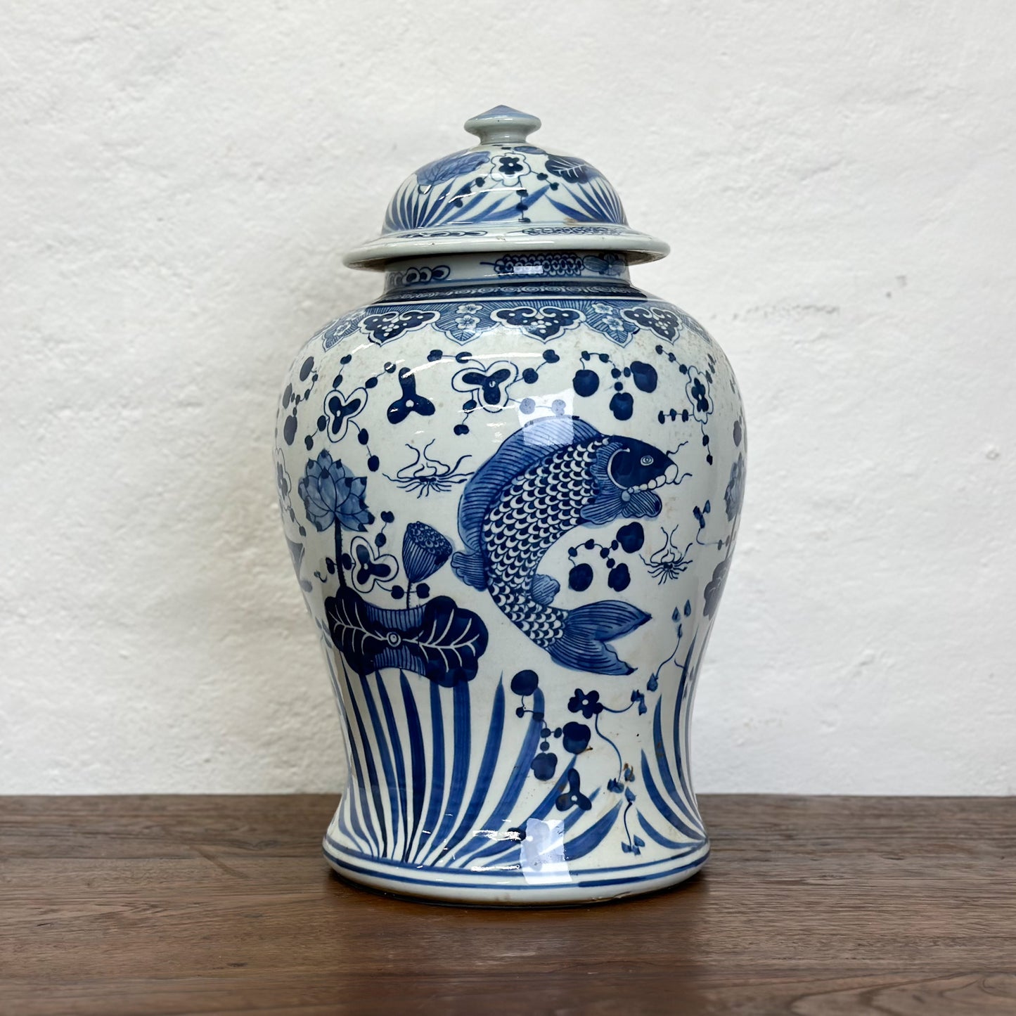 Fish Porcelain Temple Jar