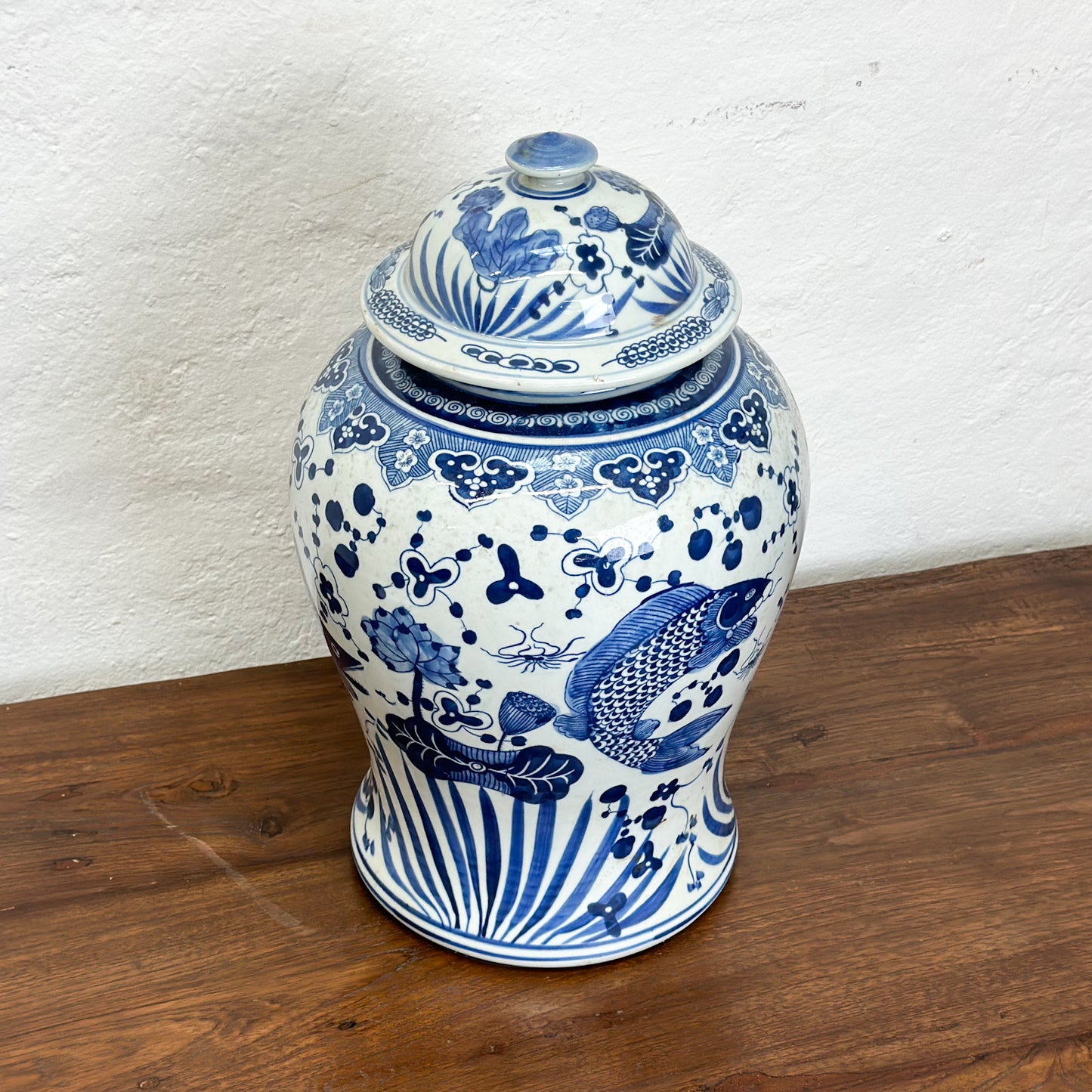 Fish Porcelain Temple Jar
