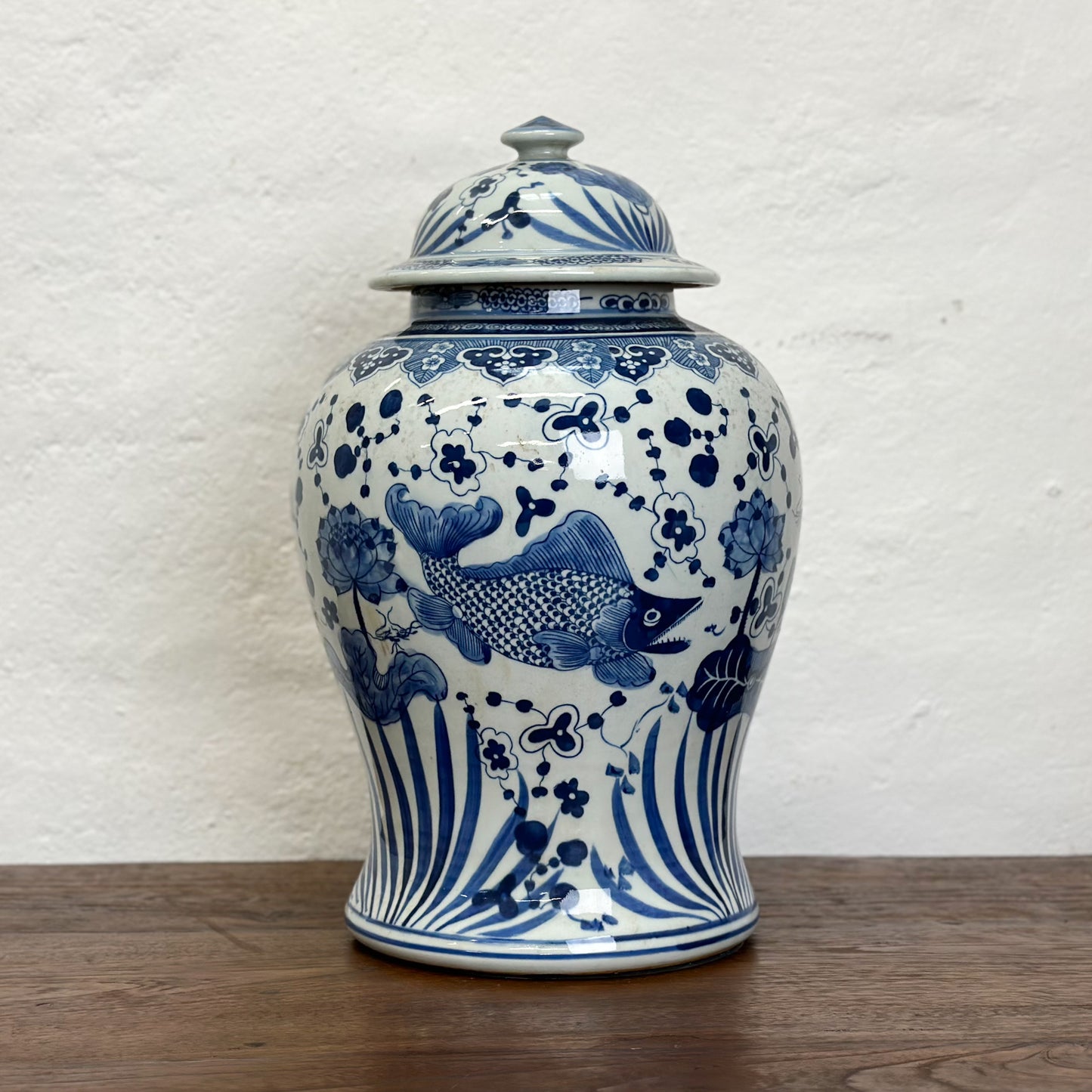 Fish Porcelain Temple Jar