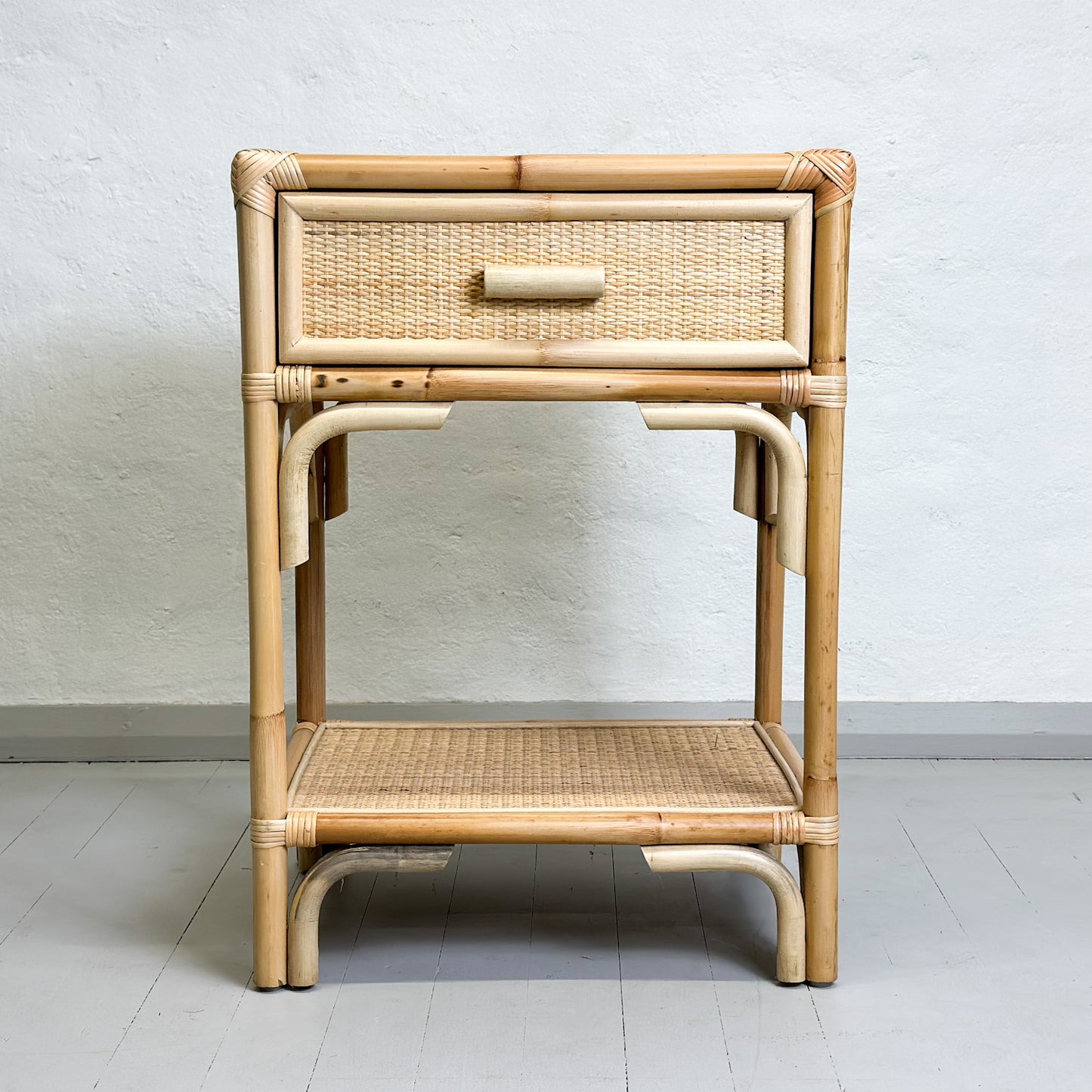 Cane & Rattan Bedside Table with Drawer