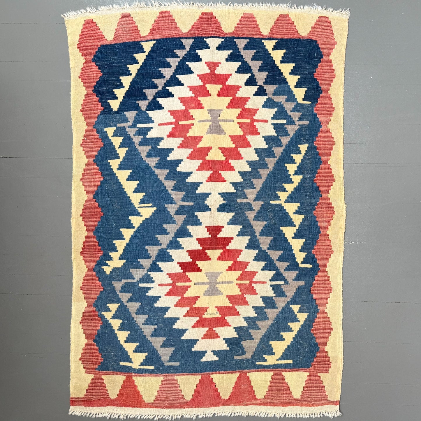 Vintage Kula Kilim Turkish Rug