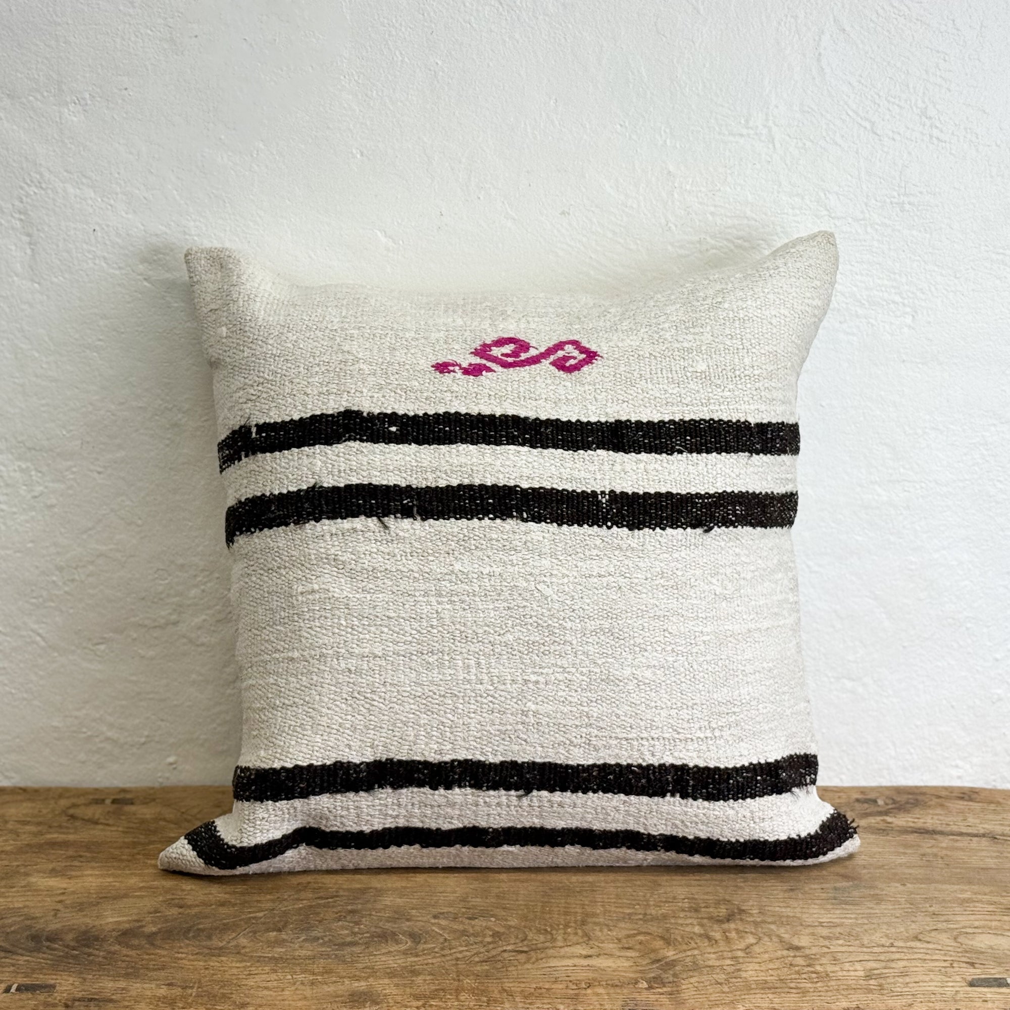 Striped Old Kilim Rug Cushion II