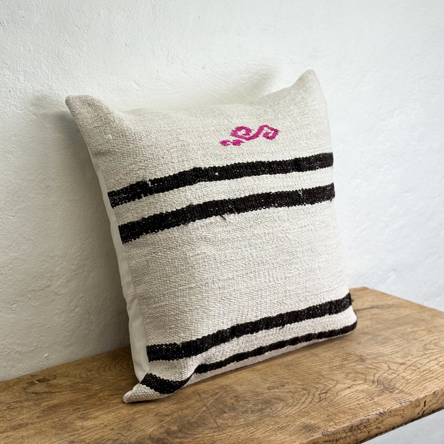 Striped Old Kilim Rug Cushion II