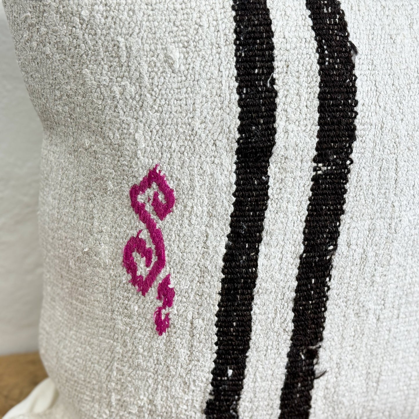 Striped Old Kilim Rug Cushion II