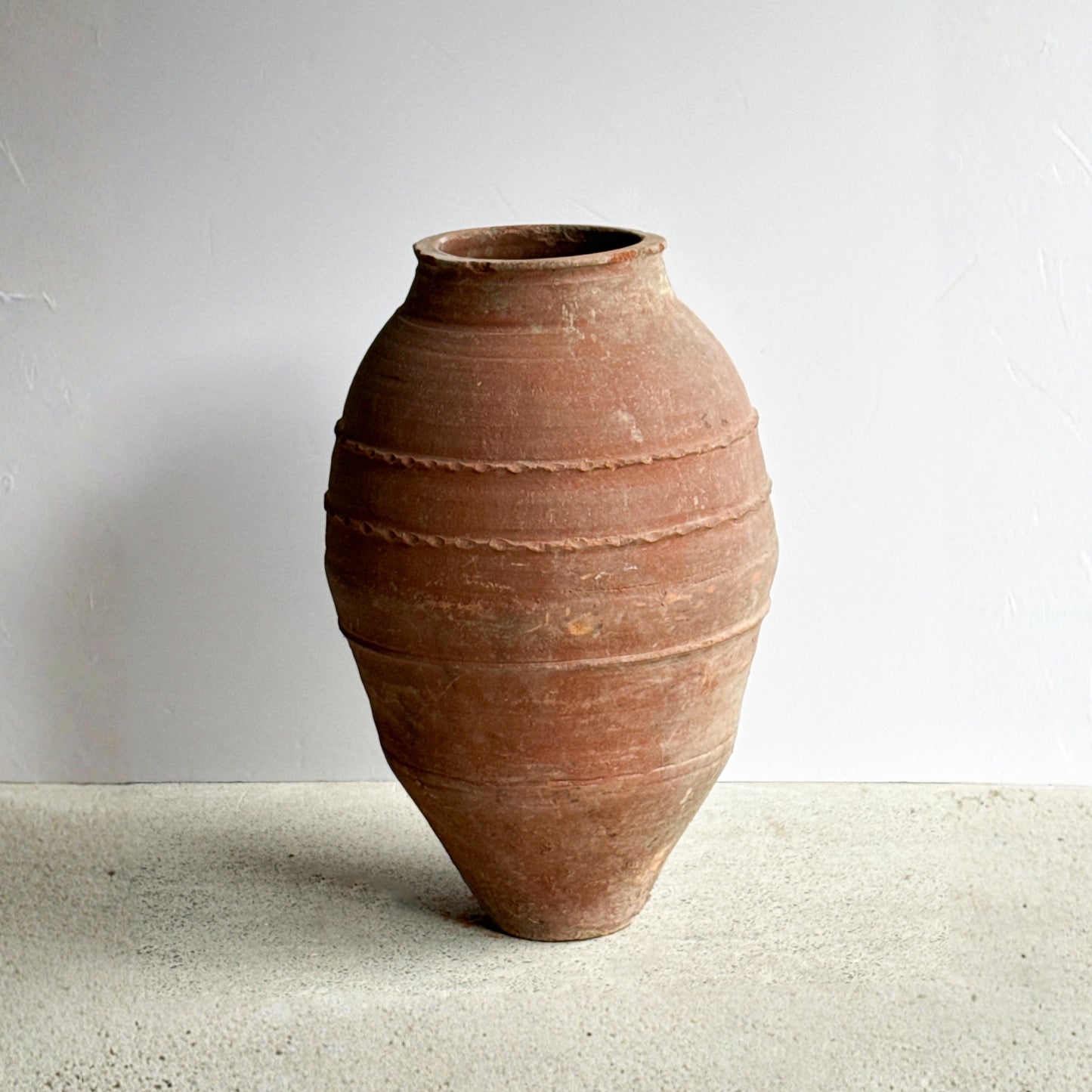 Terracotta vase on a neutral background